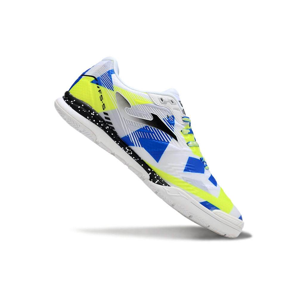 Chuteira Futsal Joma Regate Rebound IC Branca, Azul e Verde