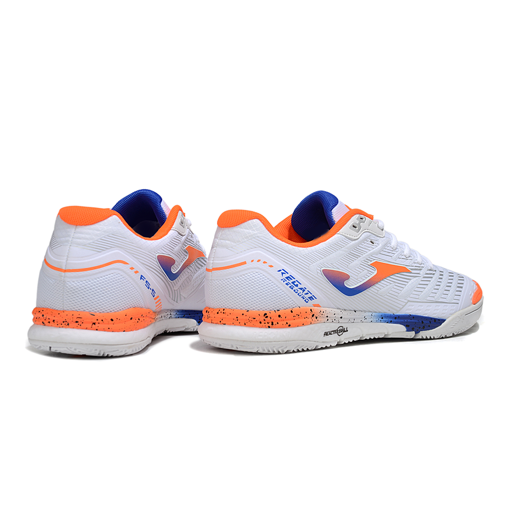 Chuteira Futsal Joma Regate Rebound IC Branca, Azul e Laranja