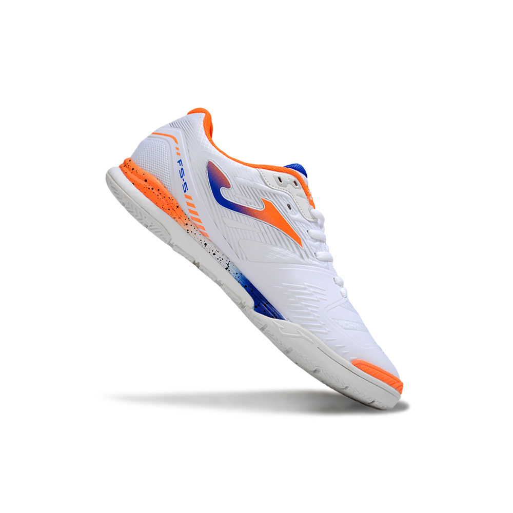 Chuteira Futsal Joma Regate Rebound IC Branca, Azul e Laranja