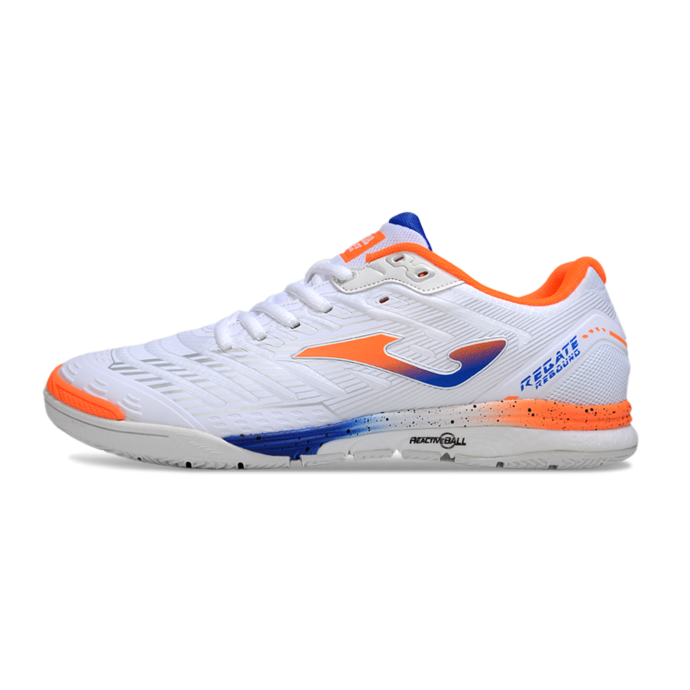 Chuteira Futsal Joma Regate Rebound IC Branca, Azul e Laranja