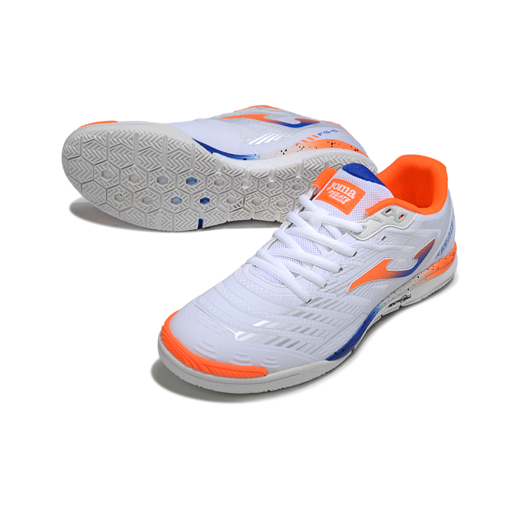 Chuteira Futsal Joma Regate Rebound IC Branca, Azul e Laranja