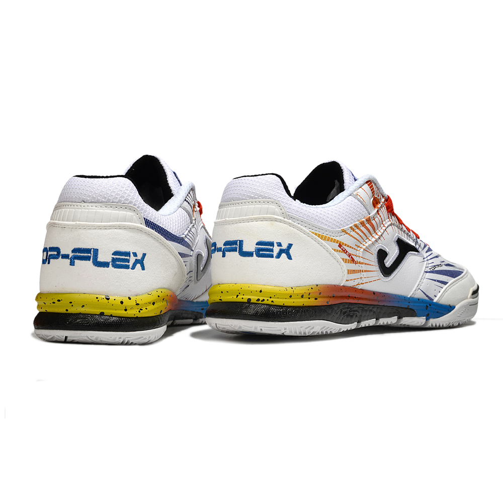 Chuteira Futsal Joma Top Flex Rebound IC Branca, Vermelho e Azul