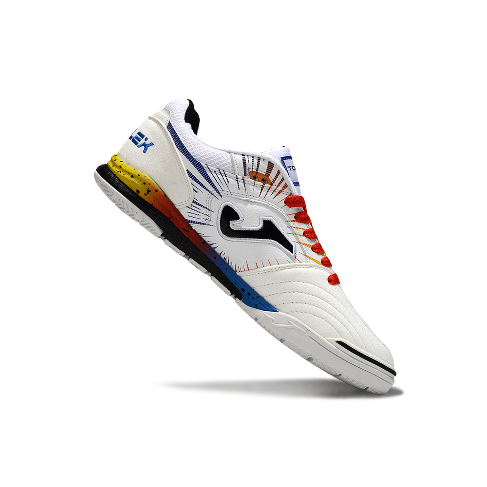 Chuteira Futsal Joma Top Flex Rebound IC Branca, Vermelho e Azul