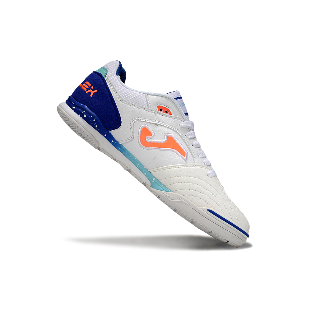 Chuteira Futsal Joma Top Flex Rebound IC Branco, Azul e Laranja