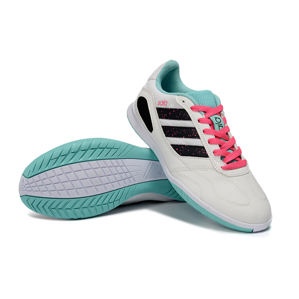 Chuteira Futsal Adidas Top Sala IC Branco, Rosa, Verde e Preto