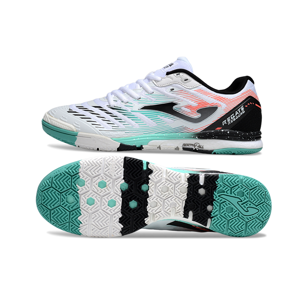 Chuteira Futsal Joma Regate Rebound IC Branca, Preta e Verde