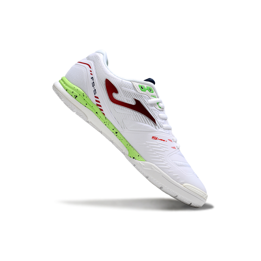 Chuteira Futsal Joma Regate Rebound IC Branca, Vermelha e Verde