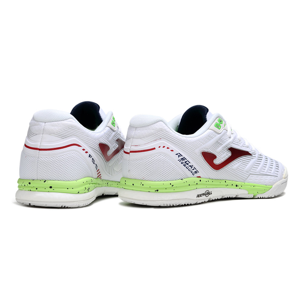 Chuteira Futsal Joma Regate Rebound IC Branca, Vermelha e Verde