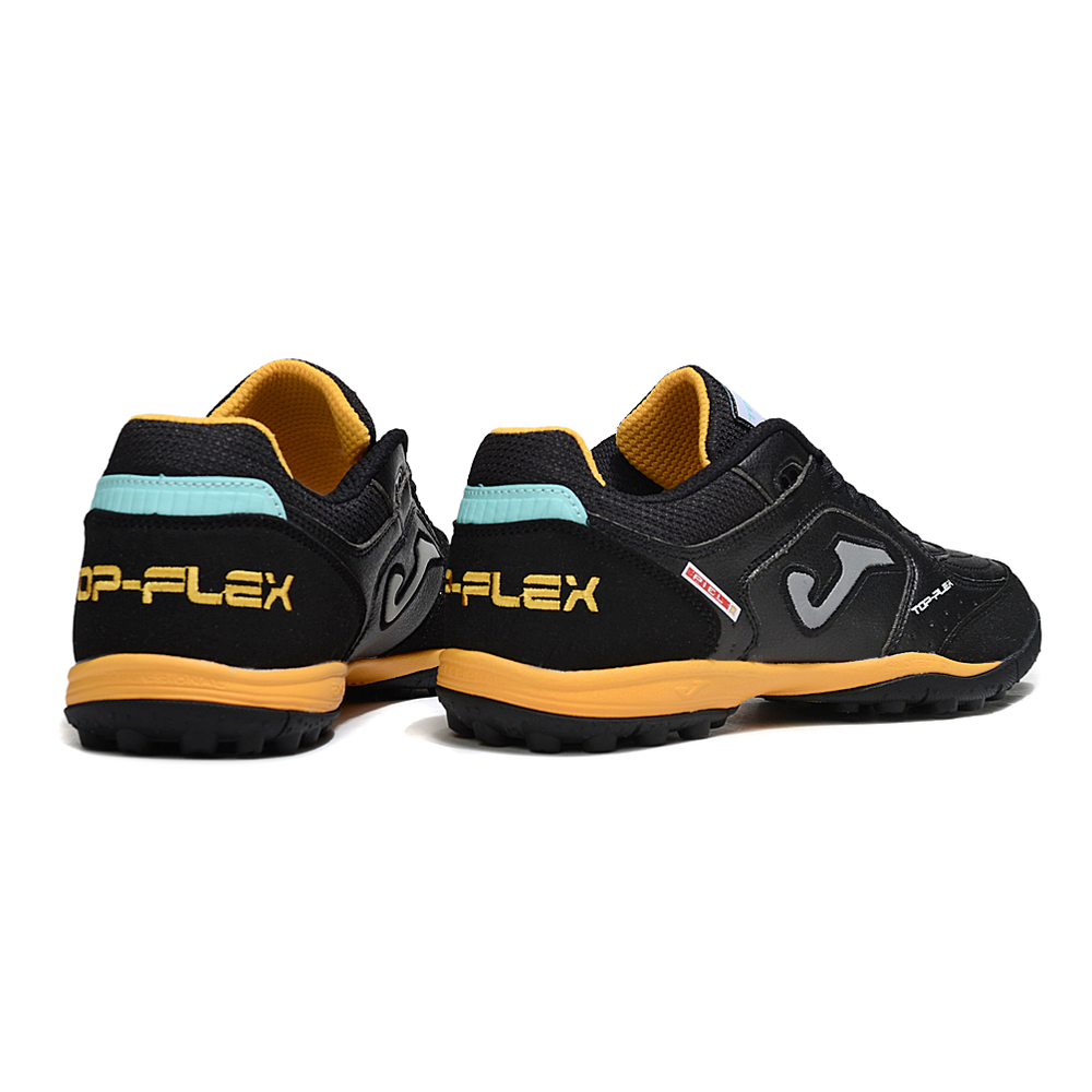 Chuteira Society Joma Top Flex TF Preta e Laranja