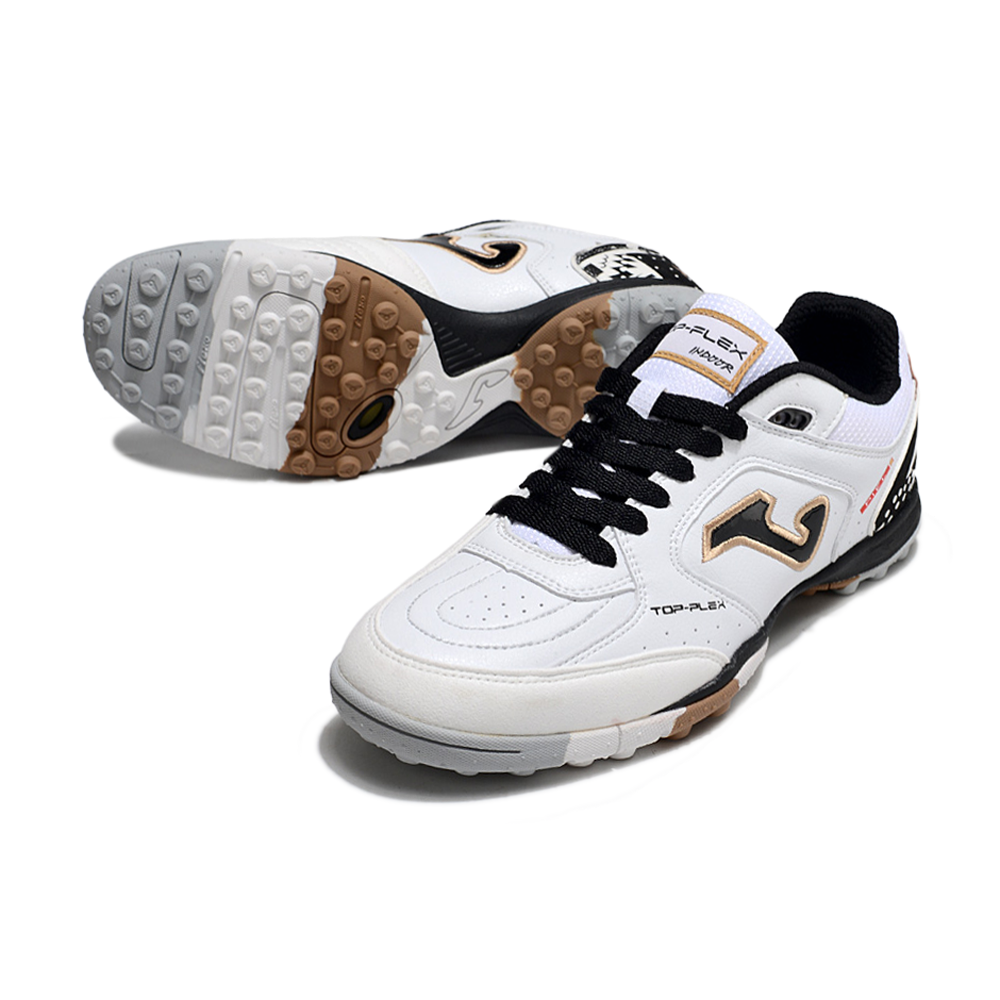 Chuteira Society Joma Top Flex Rebound TF Branca, Preta e Dourada