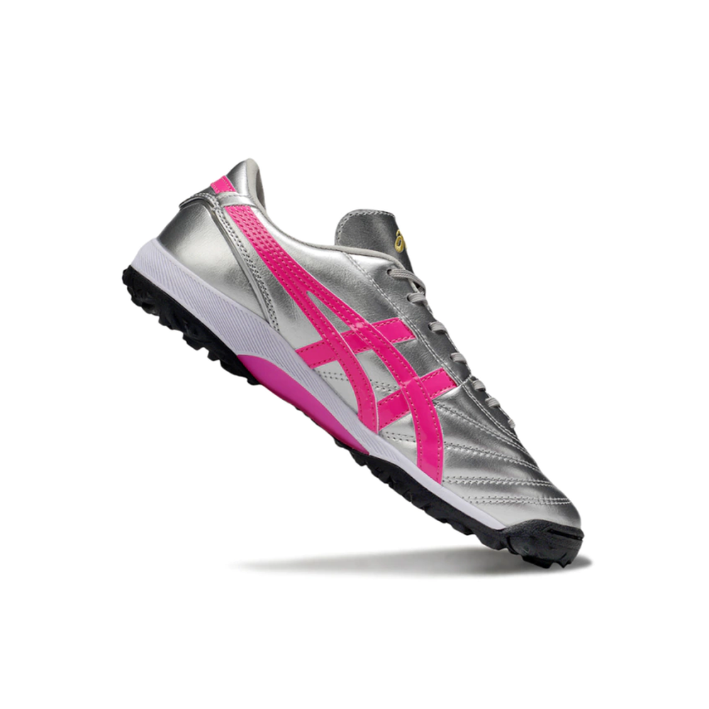 Chuteira Society Asics Japan TF Prata e Rosa