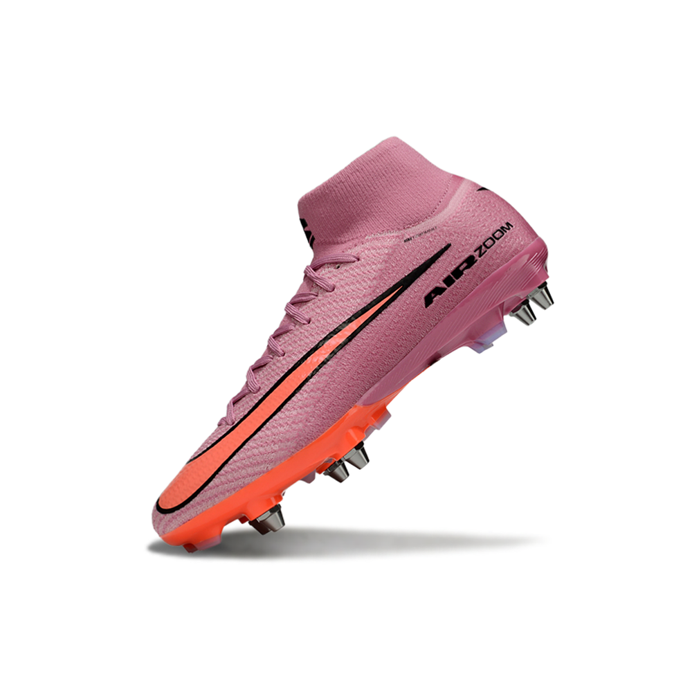 Chuteira Campo Nike Air Zoom Mercurial Superfly 10 Elite Trava Mista Rosa e Laranja 