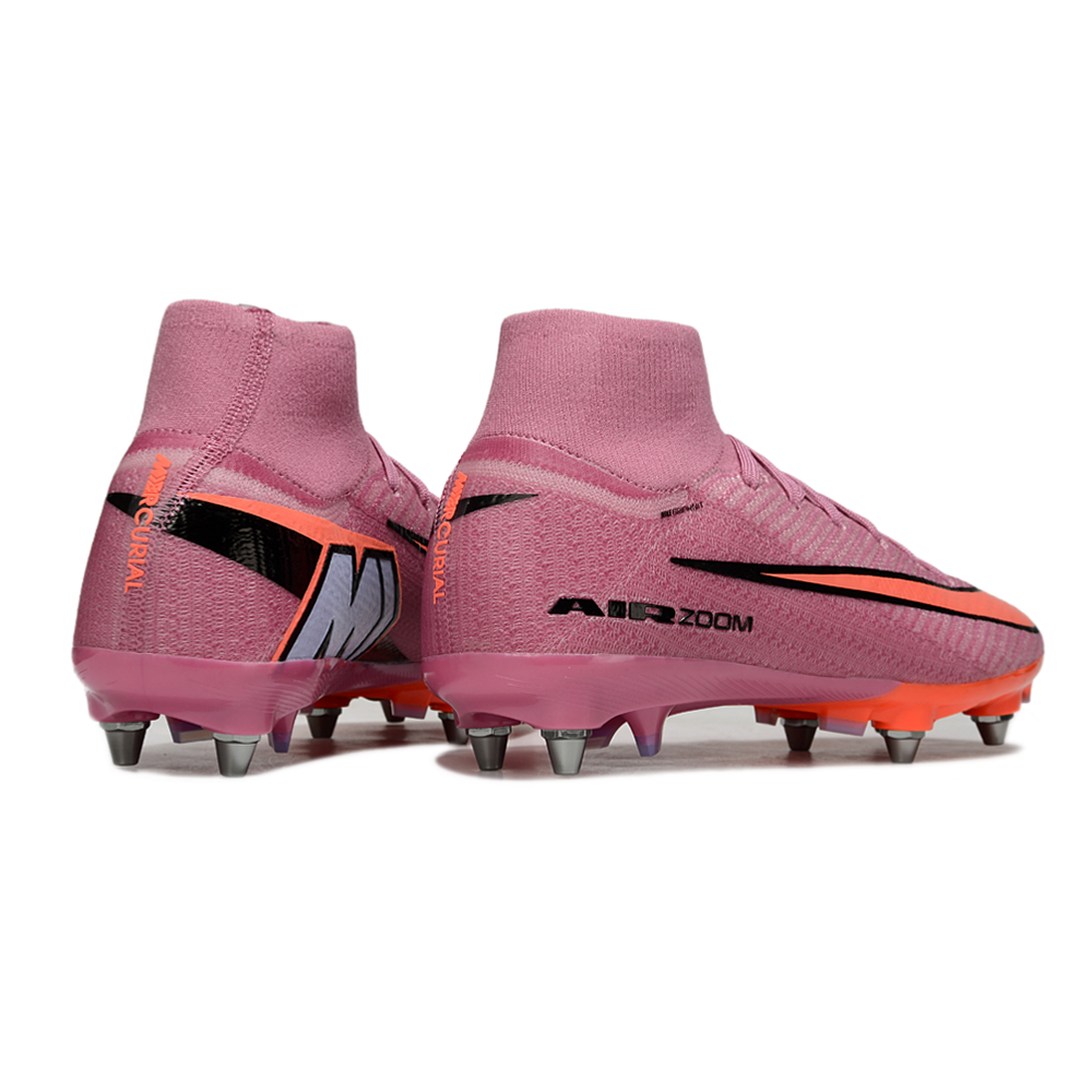 Chuteira Campo Nike Air Zoom Mercurial Superfly 10 Elite Trava Mista Rosa e Laranja 