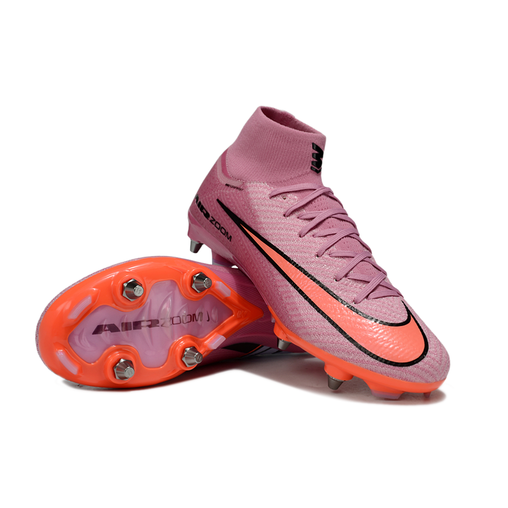 Chuteira Campo Nike Air Zoom Mercurial Superfly 10 Elite Trava Mista Rosa e Laranja 