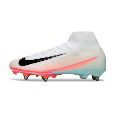 Chuteira Campo Nike Air Zoom Mercurial Superfly 10 Elite Trava Mista Branco, Rosa e Azul