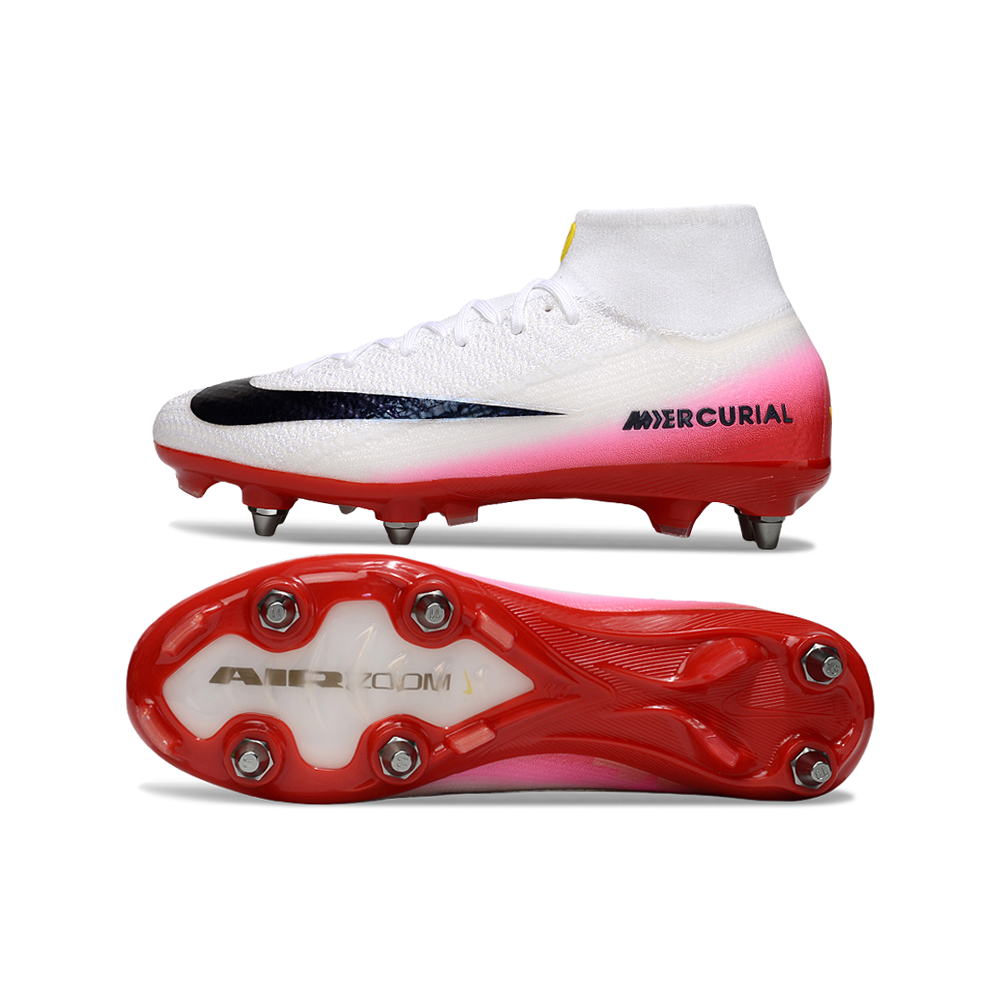 Chuteira Campo Nike Air Zoom Mercurial Superfly 10 Elite Trava Mista Branco e Vermelho