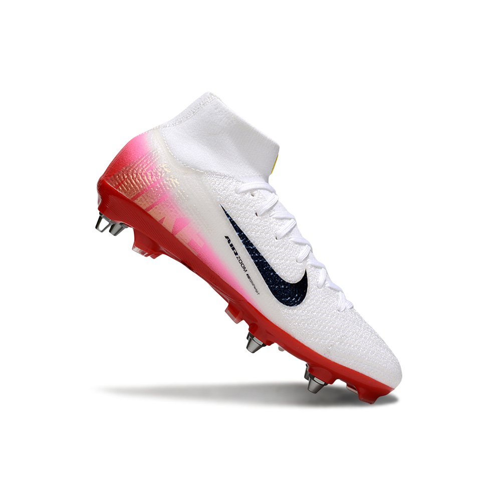 Chuteira Campo Nike Air Zoom Mercurial Superfly 10 Elite Trava Mista Branco e Vermelho