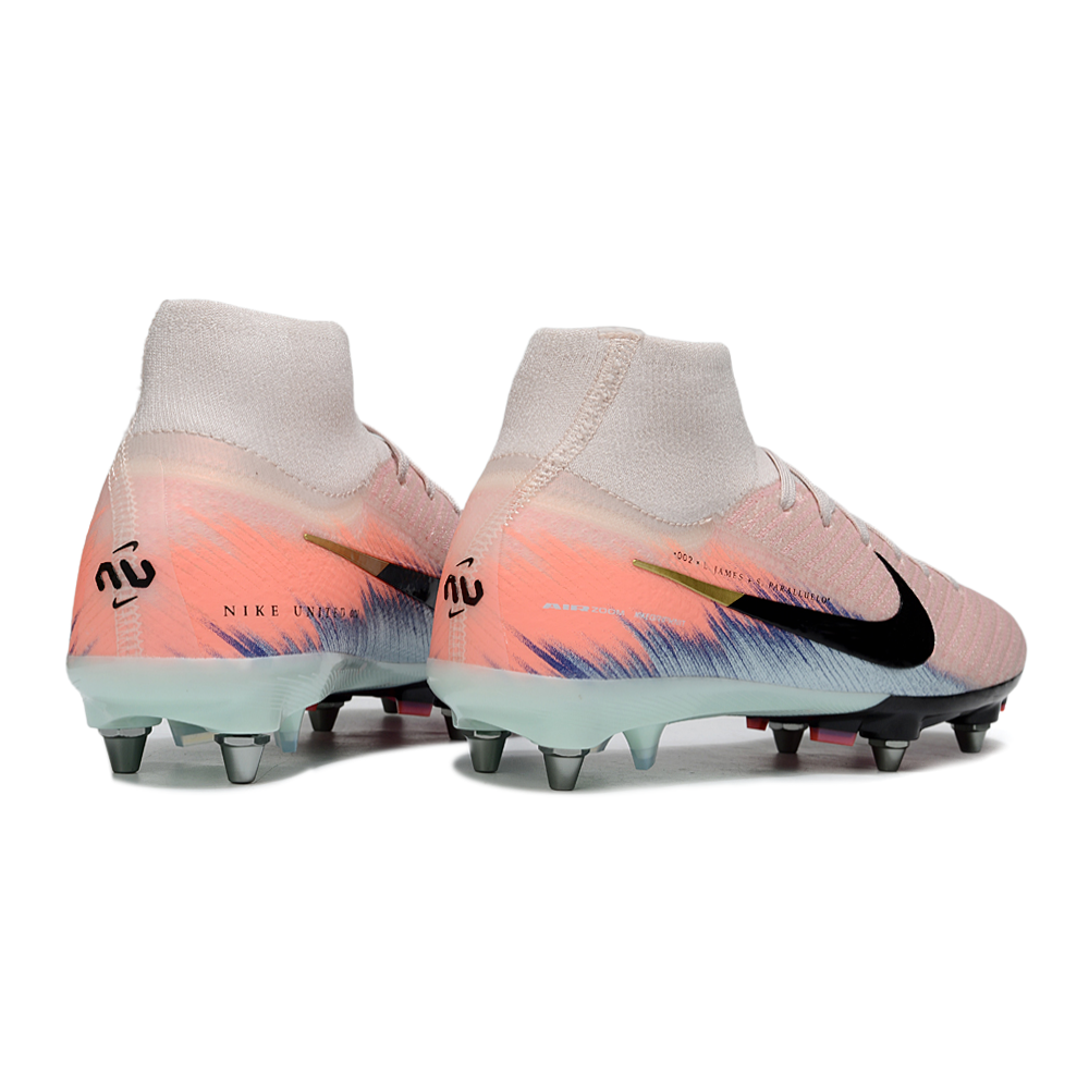 Chuteira Campo Nike Air Zoom Mercurial Superfly 10 Elite Trava Mista Rosa e Azul