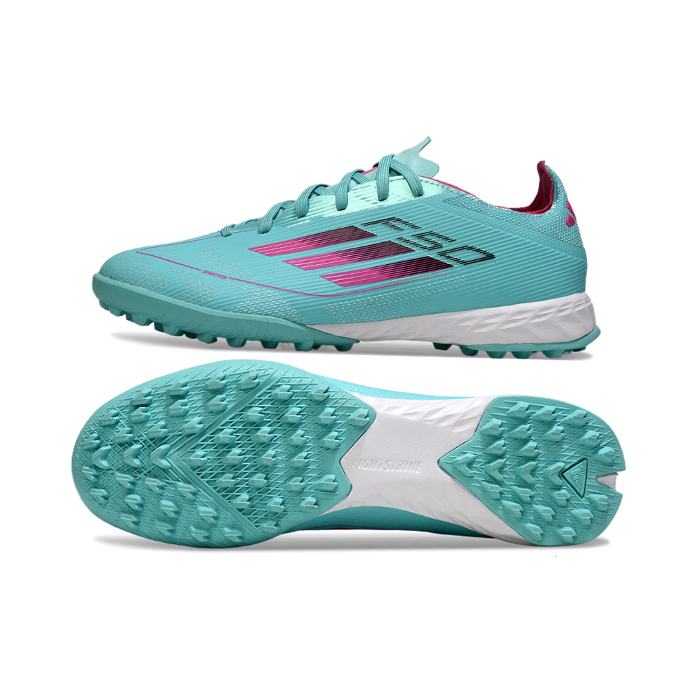Chuteira Society Adidas F50 TF Verde e Rosa