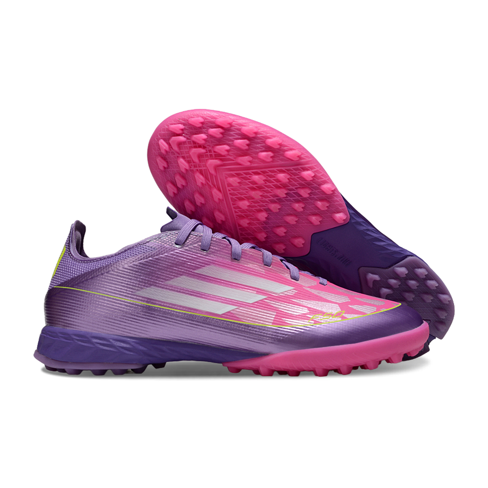 Chuteira Society Adidas F50 TF Roxa e Rosa "Yamal"
