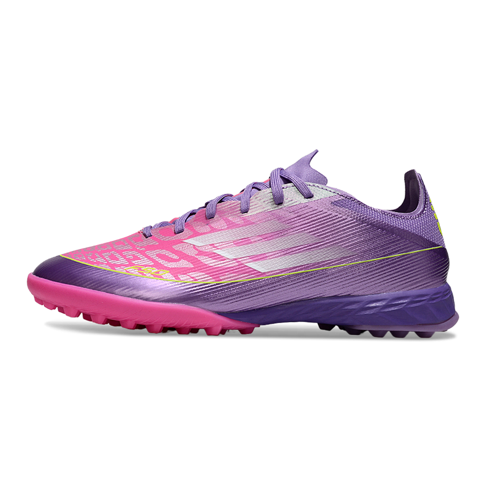Chuteira Society Adidas F50 TF Roxa e Rosa "Yamal"