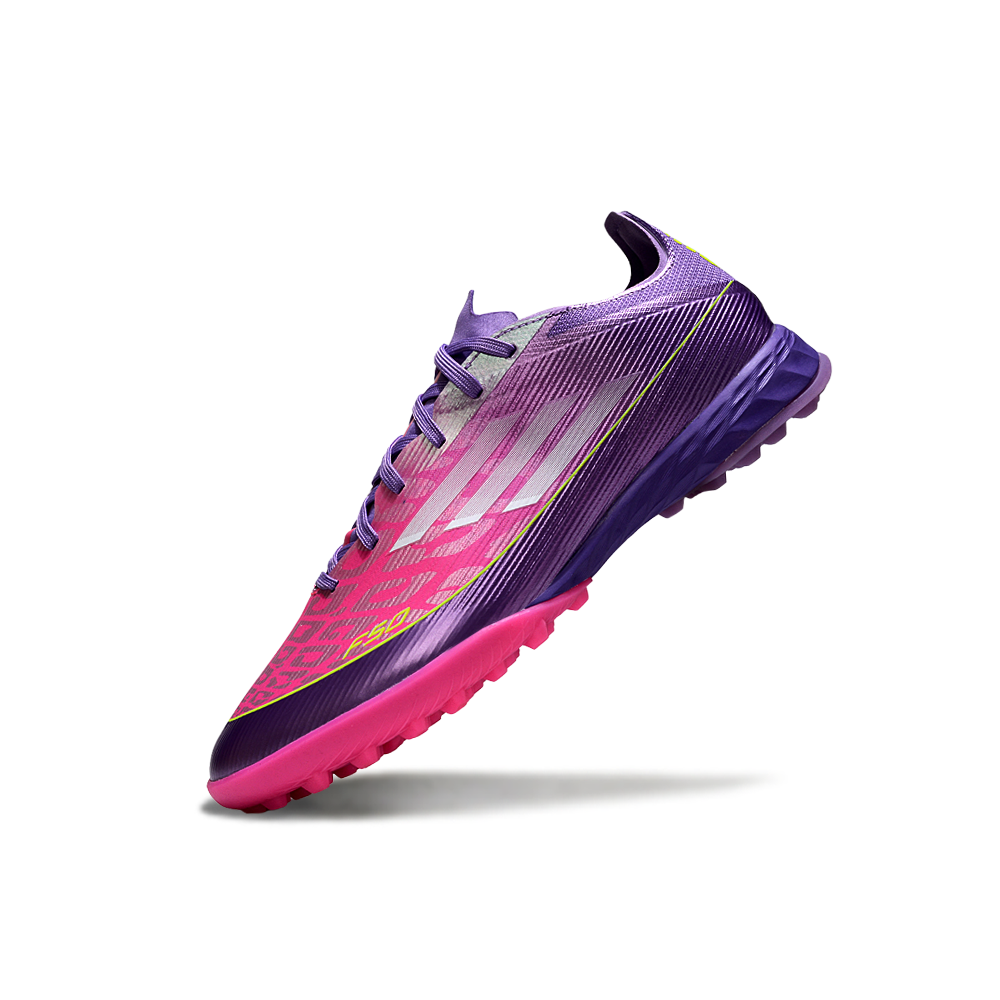 Chuteira Society Adidas F50 TF Roxa e Rosa "Yamal"