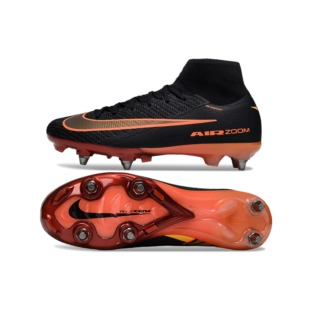 Chuteira Campo Nike Air Zoom Mercurial Superfly 10 Elite Trava Mista Preto e Laranja 