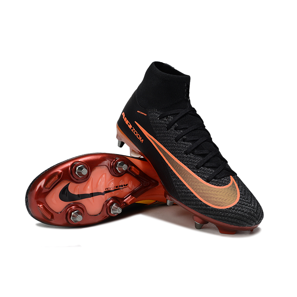 Chuteira Campo Nike Air Zoom Mercurial Superfly 10 Elite Trava Mista Preto e Laranja 