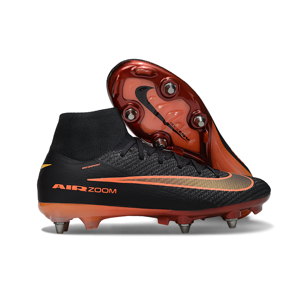 Chuteira Campo Nike Air Zoom Mercurial Superfly 10 Elite Trava Mista Preto e Laranja 