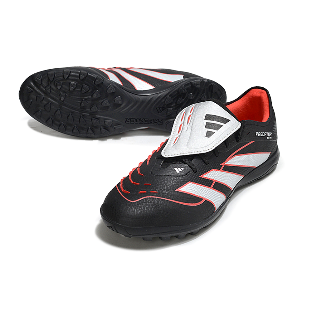 Chuteira Society Adidas Predator Tounge Elite 25 TF Preta, Vermelha e Prata