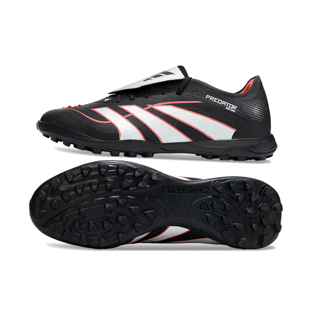 Chuteira Society Adidas Predator Tounge Elite 25 TF Preta, Vermelha e Prata