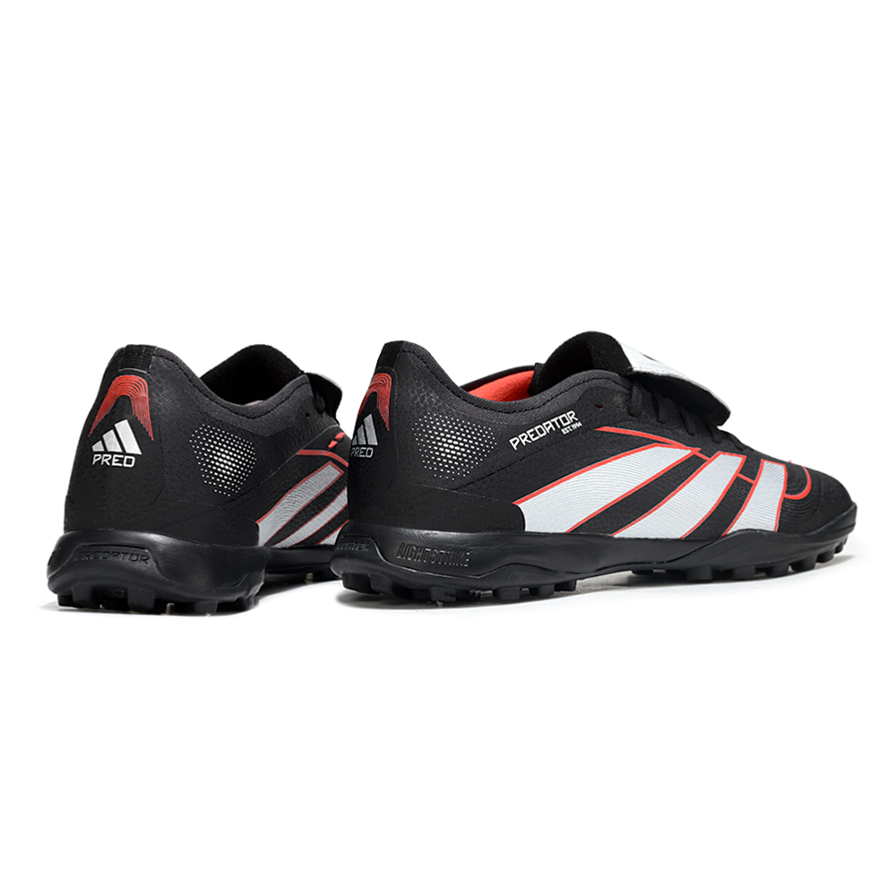 Chuteira Society Adidas Predator Tounge Elite 25 TF Preta, Vermelha e Prata