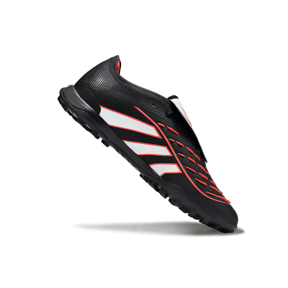 Chuteira Society Adidas Predator Tounge Elite 25 TF Preta, Vermelha e Prata