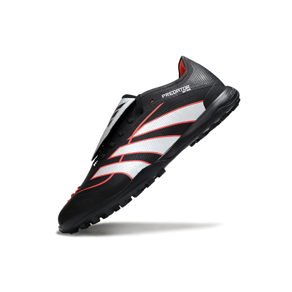 Chuteira Society Adidas Predator Tounge Elite 25 TF Preta, Vermelha e Prata