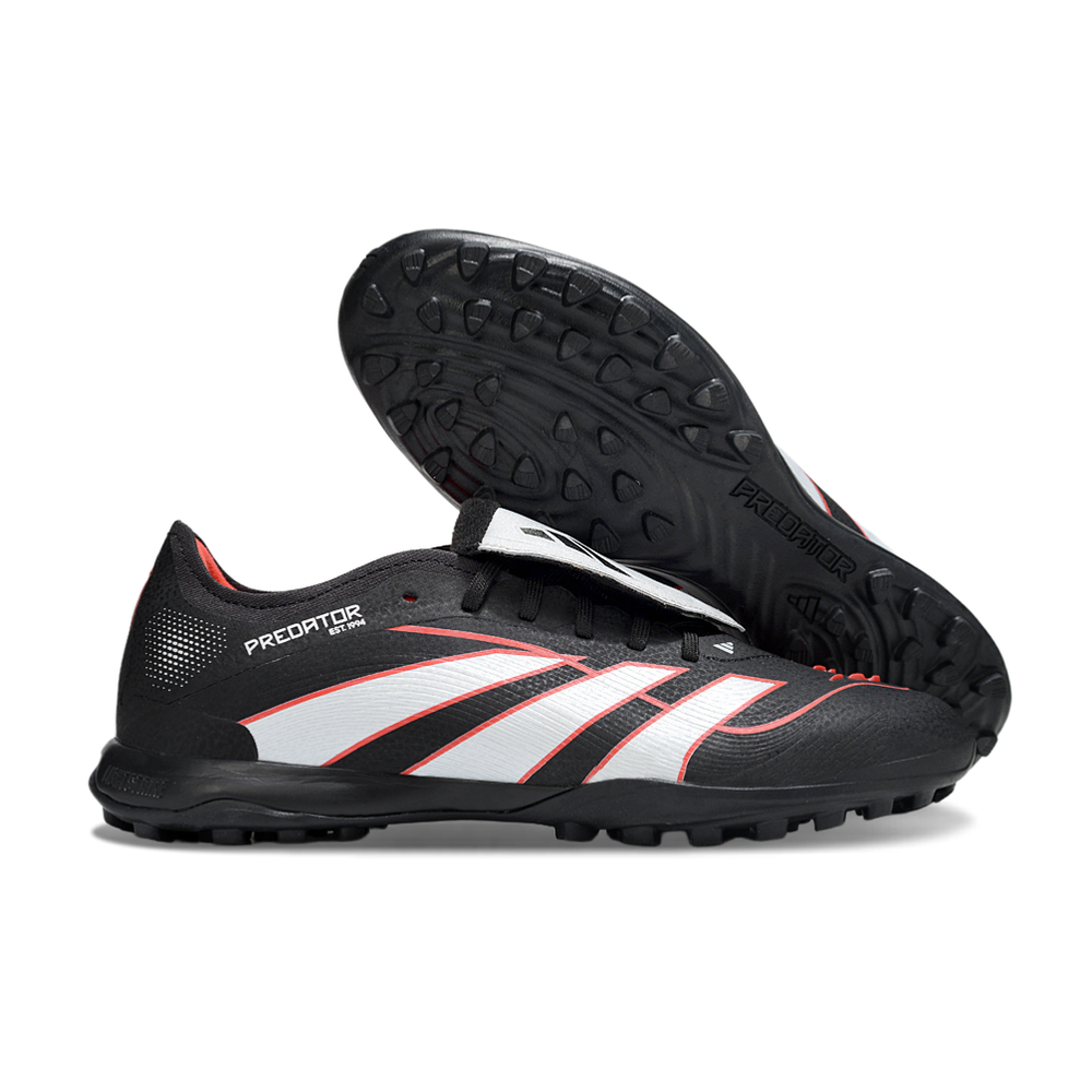 Chuteira Society Adidas Predator Tounge Elite 25 TF Preta, Vermelha e Prata