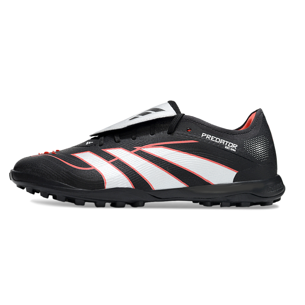 Chuteira Society Adidas Predator Tounge Elite 25 TF Preta, Vermelha e Prata