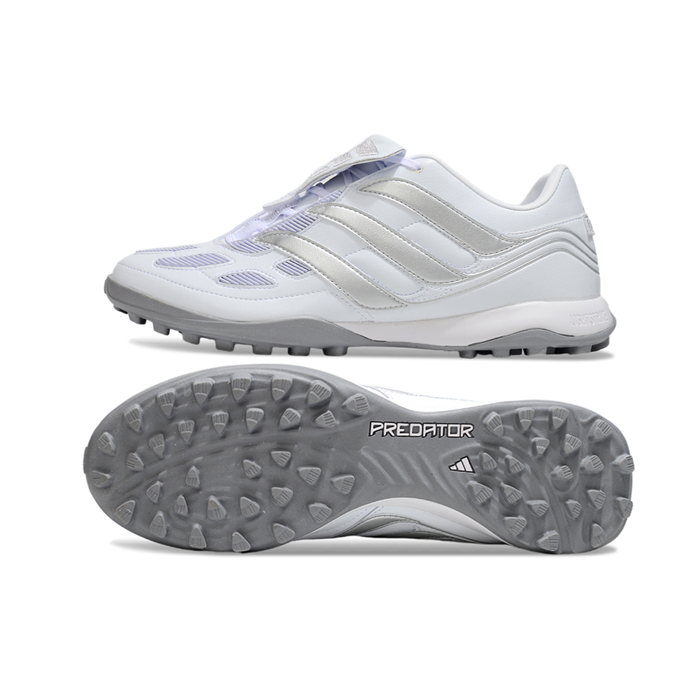 Chuteira Society Adidas Predator Precision TF Branca e Prata