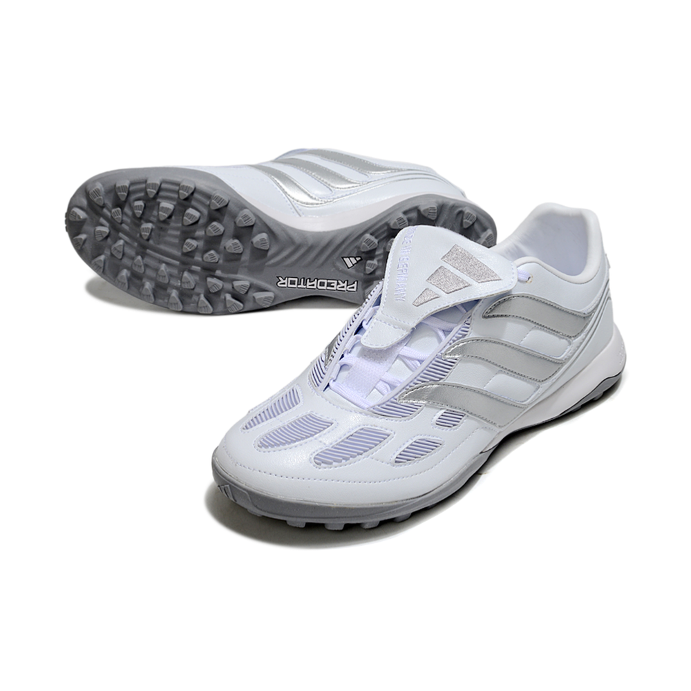 Chuteira Society Adidas Predator Precision TF Branca e Prata
