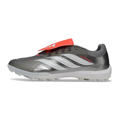Chuteira Society Adidas Predator Tounge Elite 26 TF Prata, Branca e Vermelha