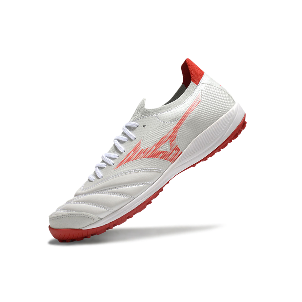 Chuteira Society Mizuno Morelia Neo Sala TF Branca e Vermelha