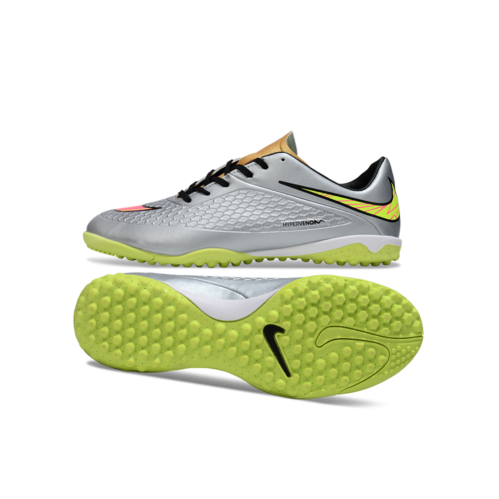 Chuteira Society Nike Hypervenom TF Prata e Verde