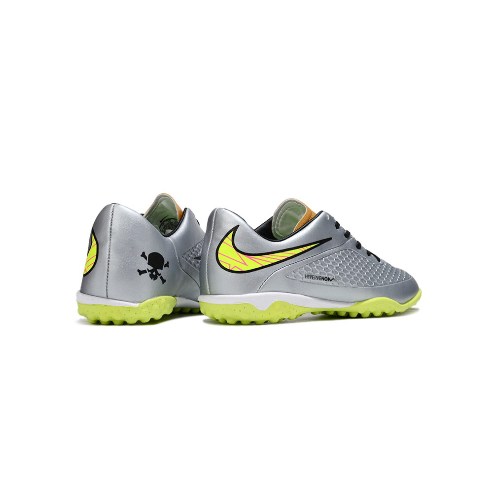Chuteira Society Nike Hypervenom TF Prata e Verde