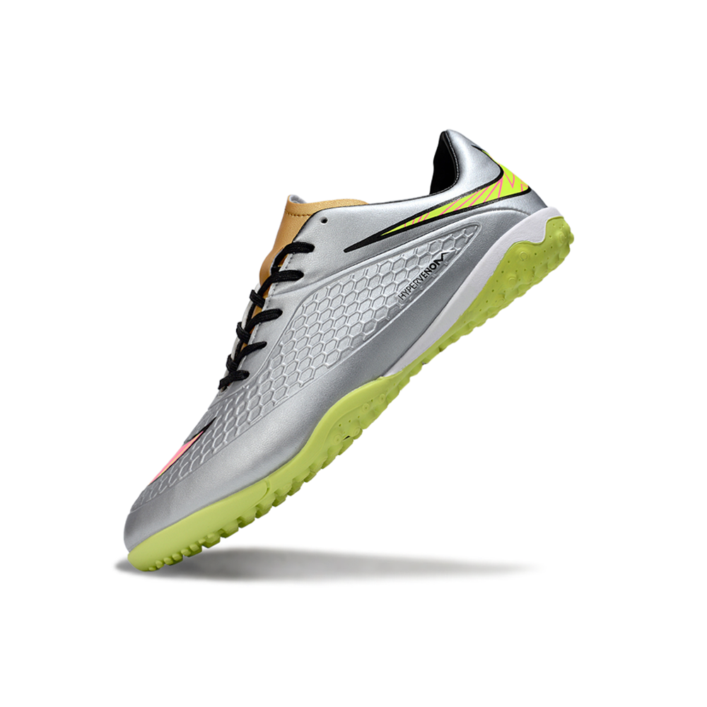 Chuteira Society Nike Hypervenom TF Prata e Verde