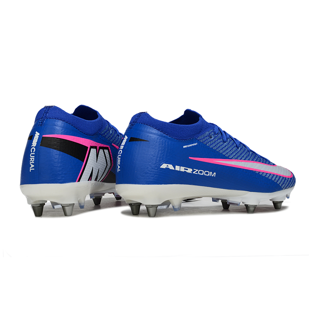 Chuteira Campo Nike Air Zoom Mercurial Vapor 16 Elite Trava Mista Azul, Branco e Rosa