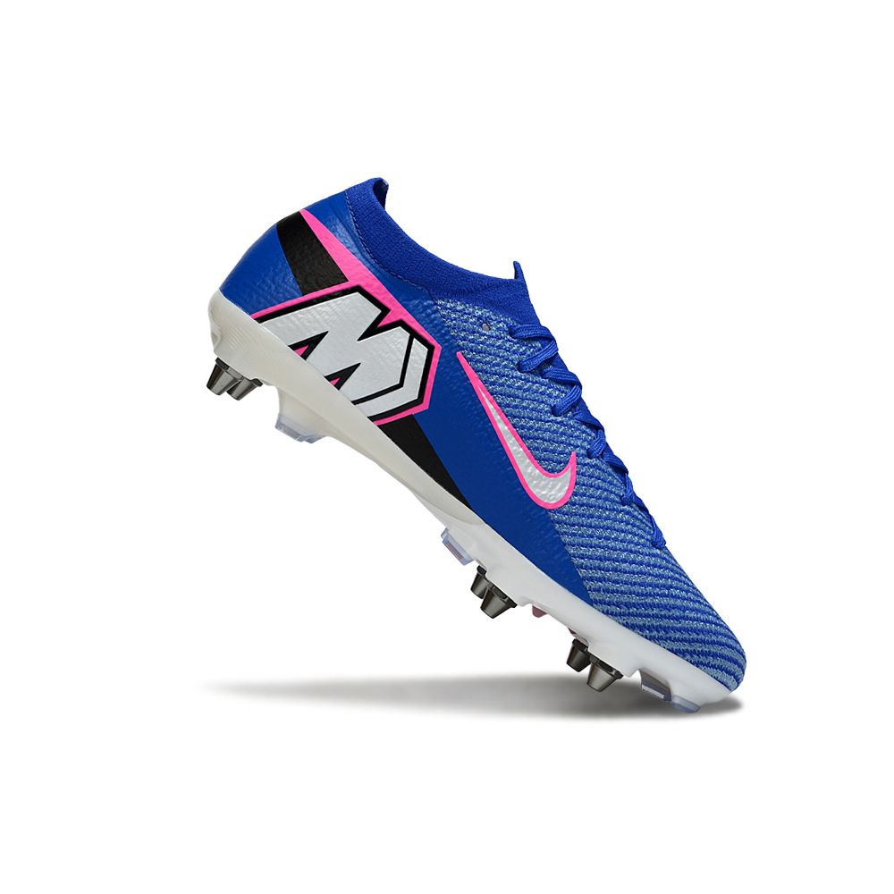 Chuteira Campo Nike Air Zoom Mercurial Vapor 16 Elite Trava Mista Azul, Branco e Rosa