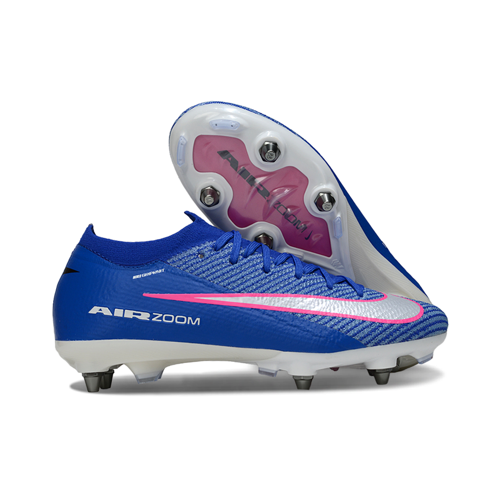 Chuteira Campo Nike Air Zoom Mercurial Vapor 16 Elite Trava Mista Azul, Branco e Rosa