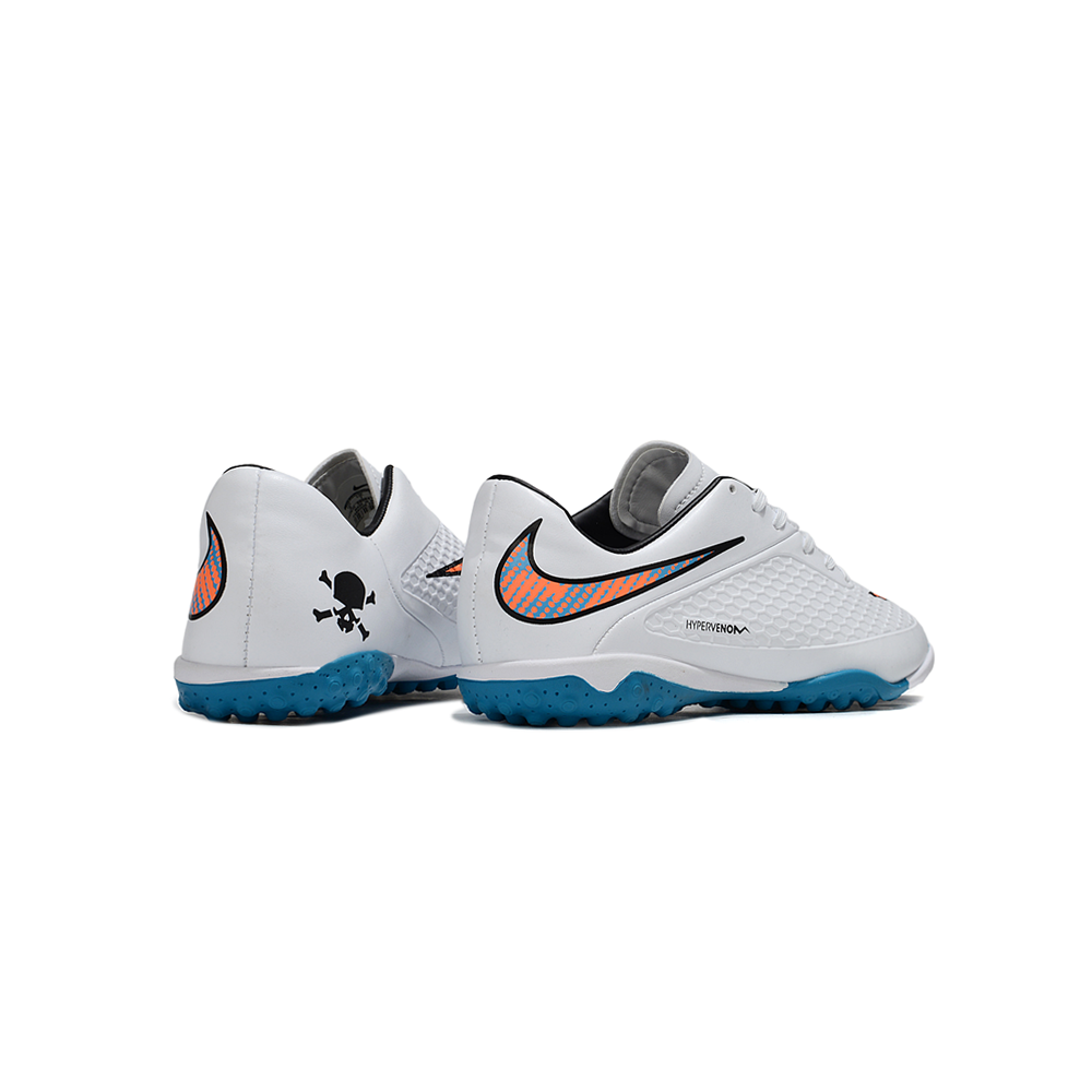 Chuteira Society Nike Hypervenom TF Branca e Azul