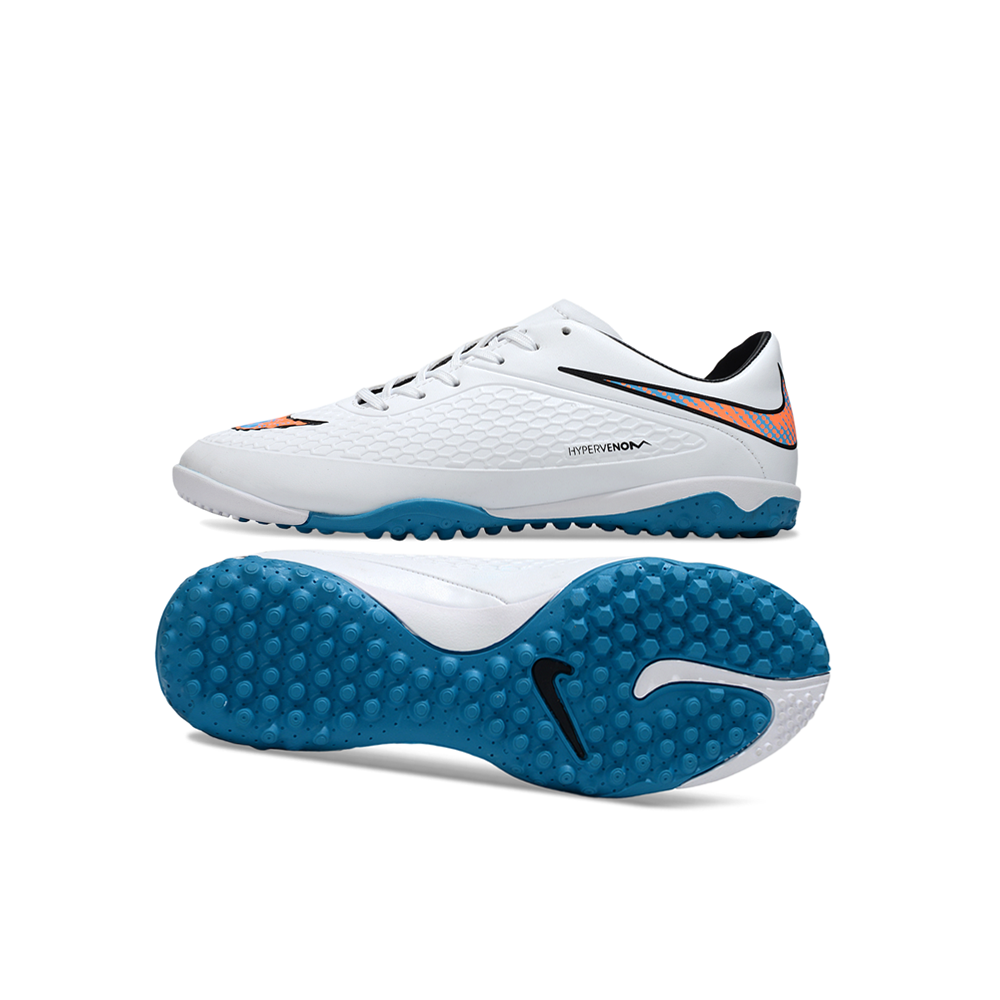 Chuteira Society Nike Hypervenom TF Branca e Azul