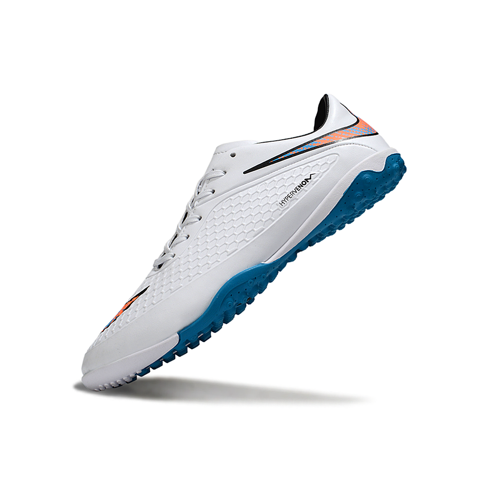 Chuteira Society Nike Hypervenom TF Branca e Azul