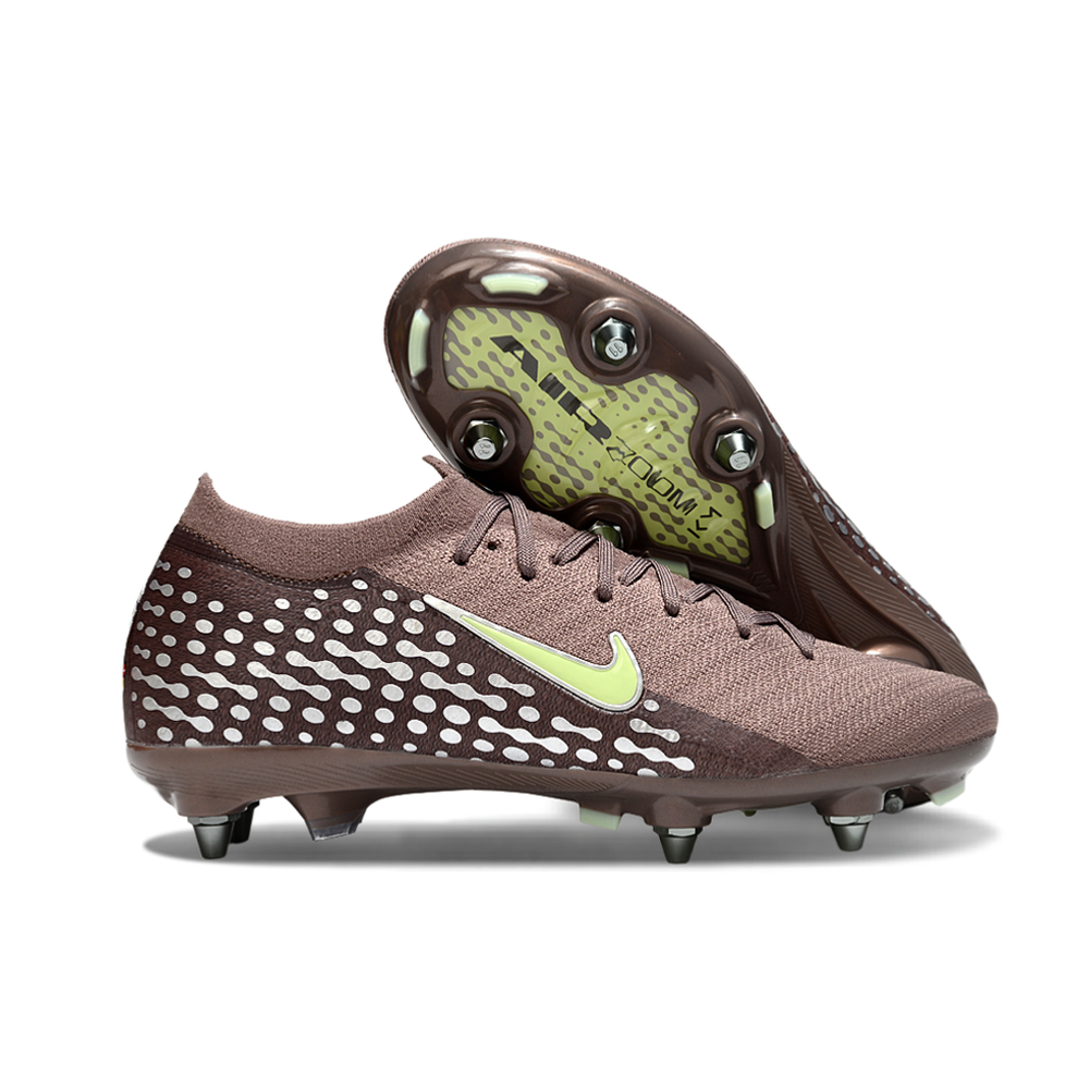 Chuteira Campo Nike Air Zoom Mercurial Vapor 16 Elite Trava Mista Marrom e Verde 